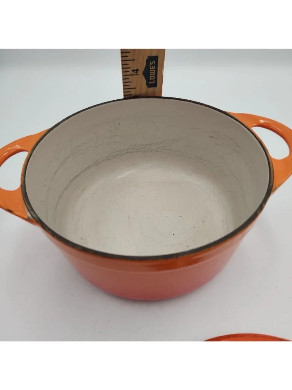 Vintage Cousances Le Creuset Flame Orange Cast Iron 16 Round Dutch Oven 3 Qt